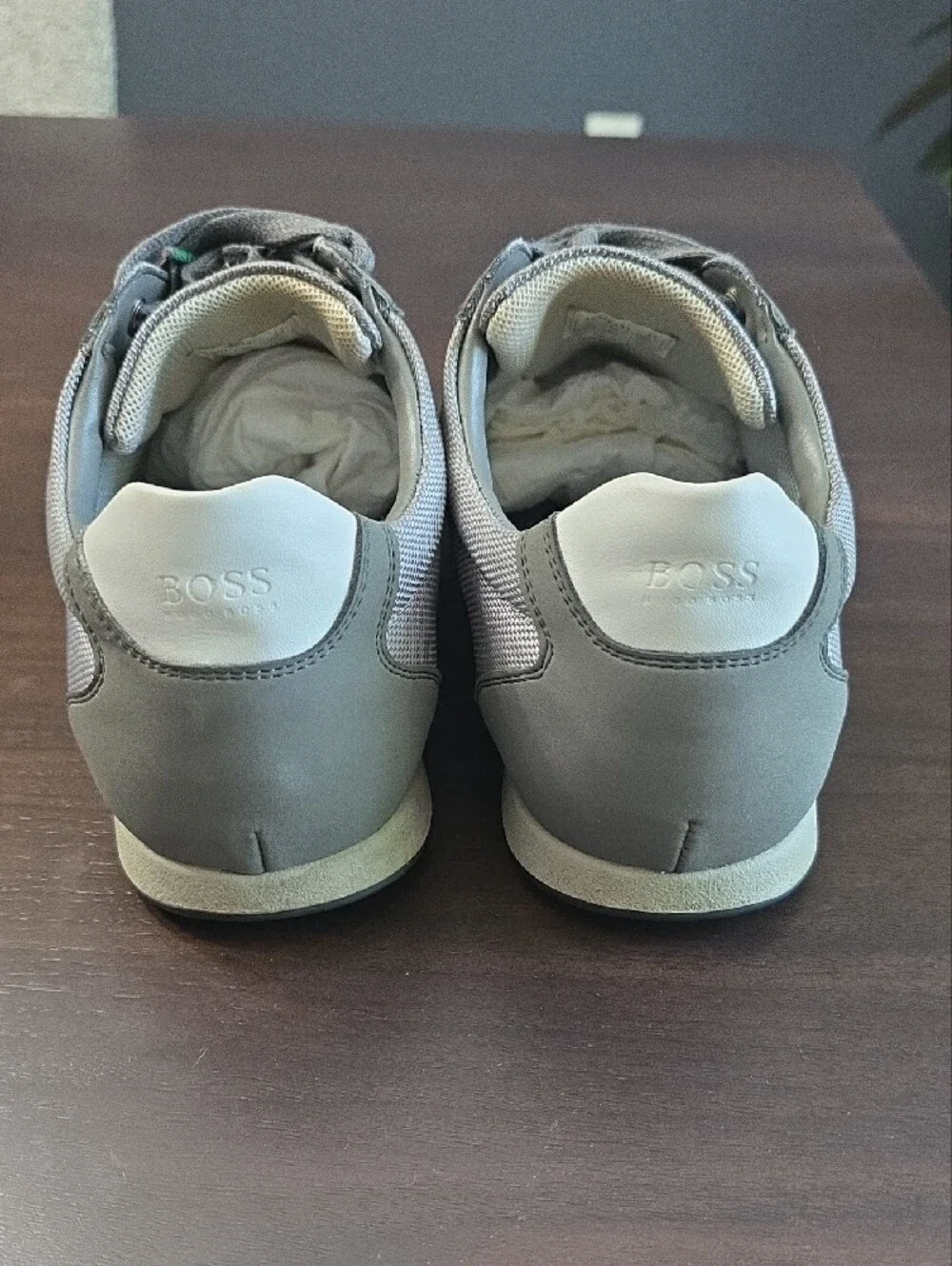 Boss Men's Gray Low-Top Lace-Up Sneakers